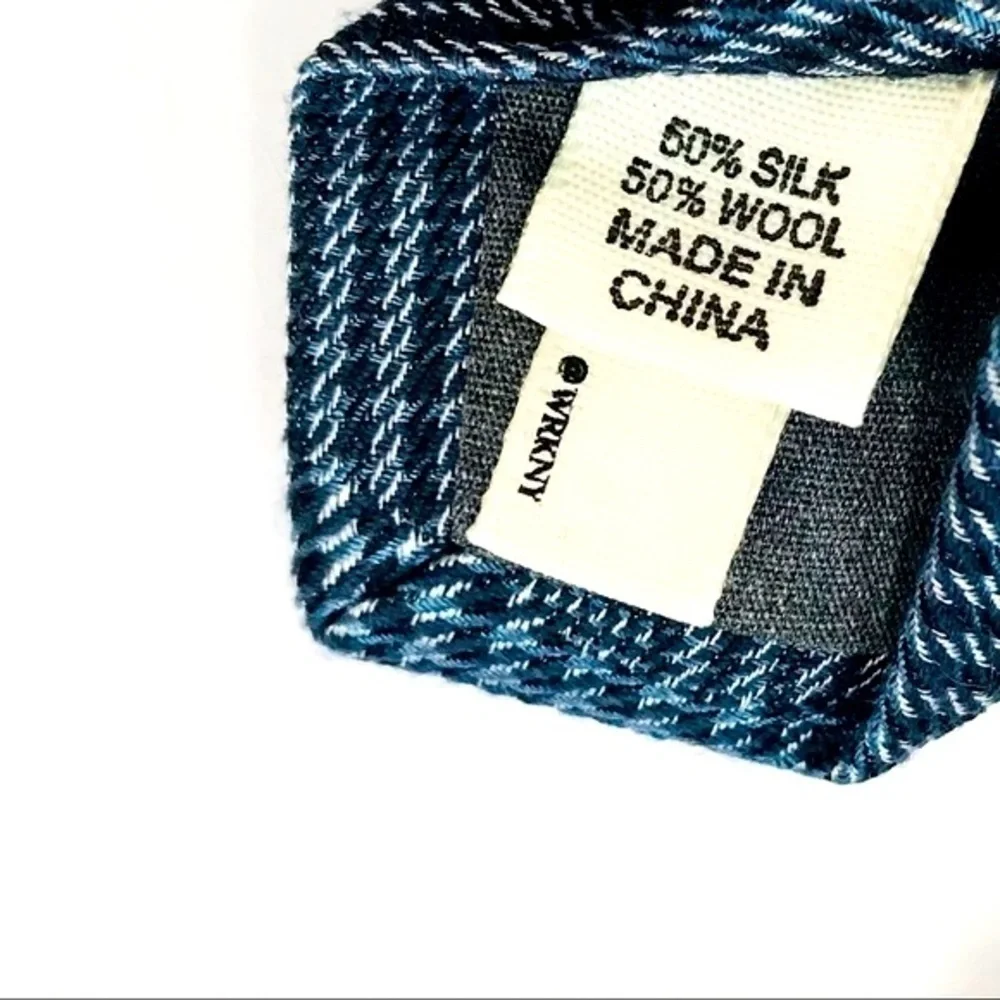 New! WRK 2 Neck Tie Bundle Silk Wool Blue Black White Houndstooth Plaid